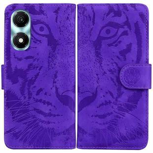 For Honor X5 Plus / Play 40C Tiger Embossing Pattern Flip Leather Phone Case(Purple)