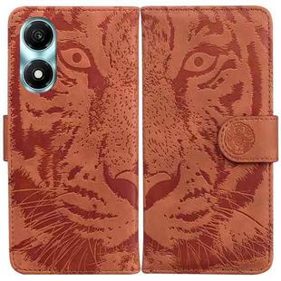 For Honor X5 Plus / Play 40C Tiger Embossing Pattern Flip Leather Phone Case(Brown)