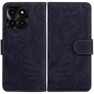 For Honor X6a Tiger Embossing Pattern Flip Leather Phone Case(Black)