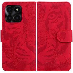 For Honor X6a Tiger Embossing Pattern Flip Leather Phone Case(Red)