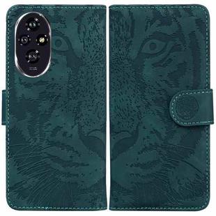 For Honor 200 Tiger Embossing Pattern Flip Leather Phone Case(Green)