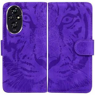 For Honor 200 Tiger Embossing Pattern Flip Leather Phone Case(Purple)