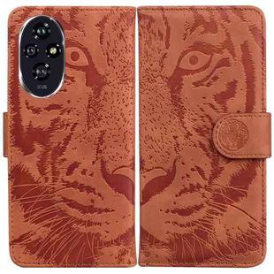 For Honor 200 Tiger Embossing Pattern Flip Leather Phone Case(Brown)