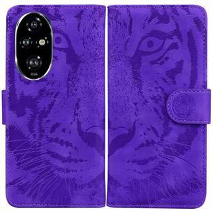 For Honor 200 Pro Tiger Embossing Pattern Flip Leather Phone Case(Purple)