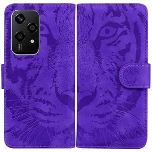 For Honor 200 Lite Global Tiger Embossing Pattern Flip Leather Phone Case(Purple)