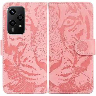 For Honor 200 Lite Global Tiger Embossing Pattern Flip Leather Phone Case(Pink)