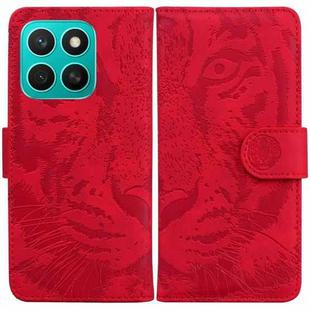 For Honor X8c 4G Tiger Embossing Pattern Flip Leather Phone Case(Red)