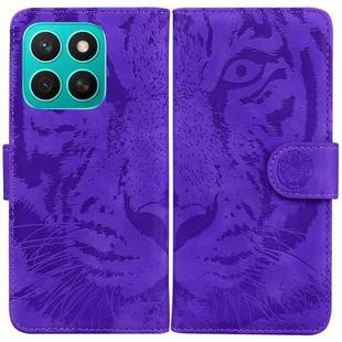 For Honor X8c 4G Tiger Embossing Pattern Flip Leather Phone Case(Purple)