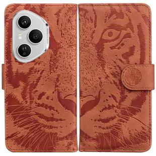 For Honor 400 Pro Global 160.8mm Tiger Embossing Pattern Flip Leather Phone Case(Brown)