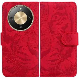 For Honor X70 5G Tiger Embossing Pattern Flip Leather Phone Case(Red)