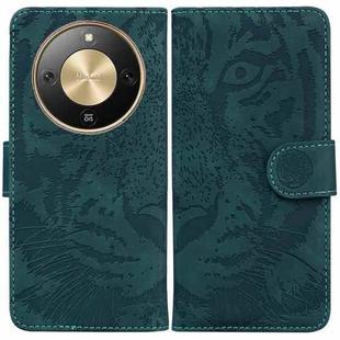 For Honor X70 5G Tiger Embossing Pattern Flip Leather Phone Case(Green)