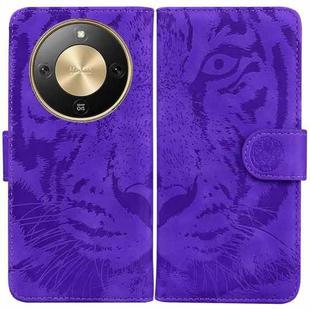 For Honor X70 5G Tiger Embossing Pattern Flip Leather Phone Case(Purple)