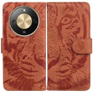 For Honor X70 5G Tiger Embossing Pattern Flip Leather Phone Case(Brown)