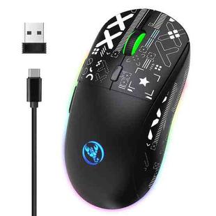 HXSJ T90 RGB Light Three-mode Wireless Gaming Mouse(Black)