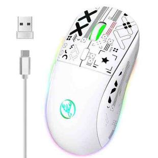 HXSJ T90 RGB Light Three-mode Wireless Gaming Mouse(White)