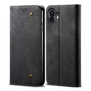 For Nothing Phone 2 Denim Texture Casual Style Flip Leather Case(Black)