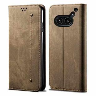 For Nothing Phone 2A Denim Texture Casual Style Flip Leather Case(Khaki)