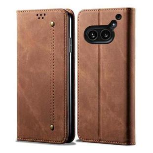 For Nothing Phone 2A Denim Texture Casual Style Flip Leather Case(Brown)