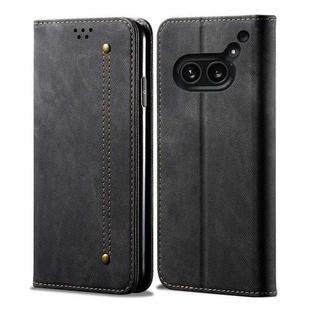 For Nothing Phone 2A Denim Texture Casual Style Flip Leather Case(Black)
