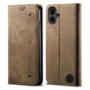 For Nothing CMF Phone 1 Denim Texture Casual Style Flip Leather Case(Khaki)