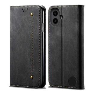 For Nothing CMF Phone 1 Denim Texture Casual Style Flip Leather Case(Black)