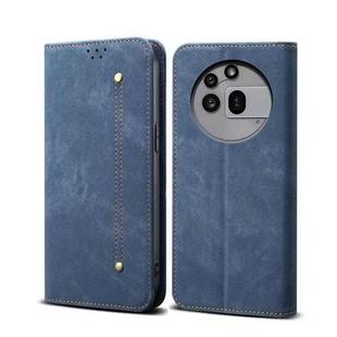 For Nothing Phone 3a Pro Denim Texture Casual Style Flip Leather Case(Blue)