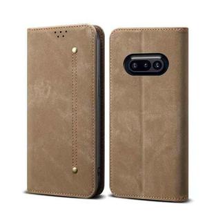 For Nothing Phone 3a Denim Texture Casual Style Flip Leather Case(Khaki)