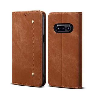 For Nothing Phone 3a Denim Texture Casual Style Flip Leather Case(Brown)