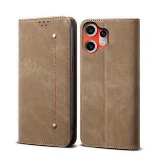 For Nothing CMF Phone 2 Pro Denim Texture Casual Style Flip Leather Case(Khaki)