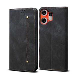 For Nothing CMF Phone 2 Pro Denim Texture Casual Style Flip Leather Case(Black)