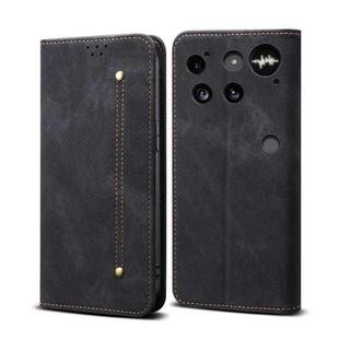 For Nothing Phone 3 Denim Texture Casual Style Flip Leather Case(Black)