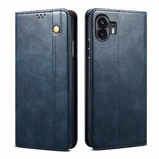 For Nothing Phone 2 Oil Wax Crazy Horse Texture Leather Phone Case(Blue)