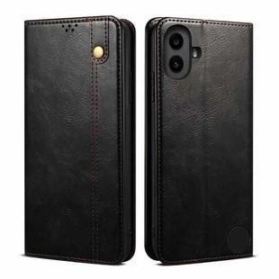 For Nothing CMF Phone 1 Oil Wax Crazy Horse Texture Leather Phone Case(Black)