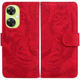 For OnePlus Nord CE 3 Lite/Nord N30 Tiger Embossing Pattern Flip Leather Phone Case(Red)