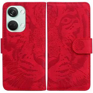 For OnePlus Nord 3 Tiger Embossing Pattern Flip Leather Phone Case(Red)