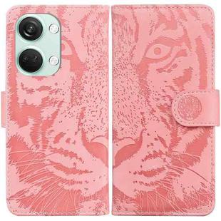 For OnePlus Nord 3 Tiger Embossing Pattern Flip Leather Phone Case(Pink)