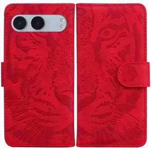 For OnePlus Nord 4 Tiger Embossing Pattern Flip Leather Phone Case(Red)