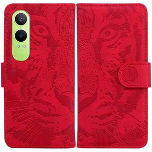 For OnePlus Nord CE4 Lite Tiger Embossing Pattern Flip Leather Phone Case(Red)