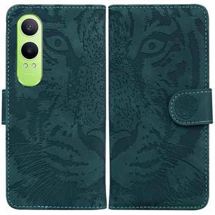 For OnePlus Nord CE4 Lite Tiger Embossing Pattern Flip Leather Phone Case(Green)