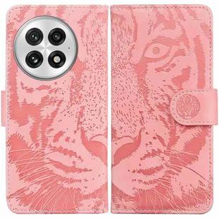 For OnePlus 13 Tiger Embossing Pattern Flip Leather Phone Case(Pink)