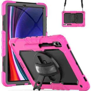 For Samsung Galaxy Tab S10+ / S9+ / S9 FE+ Silicone Hybrid PC Tablet Protective Case(Rose Red+Black)