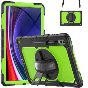 For Samsung Galaxy Tab S9 Ultra / S10 Ultra Silicone Hybrid PC Tablet Protective Case(Black+Yellow Green)