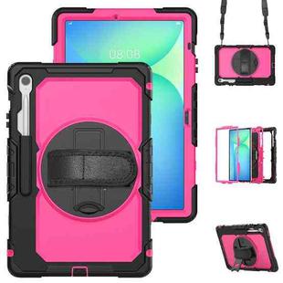 For Samsung Galaxy Tab S10 FE+ Silicone Hybrid PC Tablet Protective Case(Rose Red+Black)