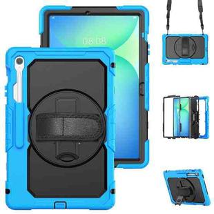For Samsung Galaxy Tab S10 FE+ Silicone Hybrid PC Tablet Protective Case(Black+Light Blue)