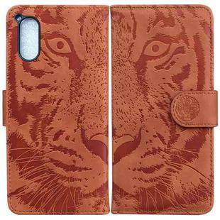 For Sony Xperia 5 V Tiger Embossing Pattern Flip Leather Phone Case(Brown)