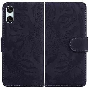 For Sony Xperia 10 VI Tiger Embossing Pattern Flip Leather Phone Case(Black)