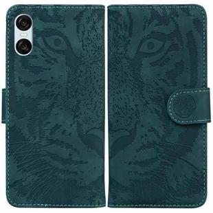 For Sony Xperia 10 VI Tiger Embossing Pattern Flip Leather Phone Case(Green)