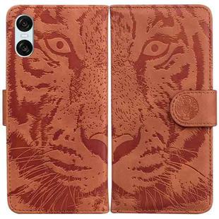 For Sony Xperia 5 VI Tiger Embossing Pattern Flip Leather Phone Case(Brown)
