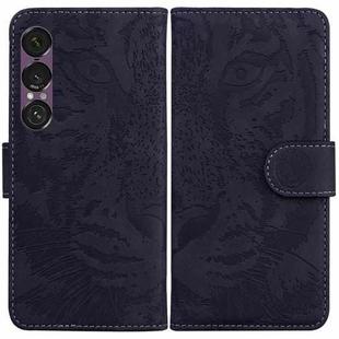 For Sony Xperia 1 VII Tiger Embossing Pattern Flip Leather Phone Case(Black)