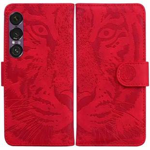 For Sony Xperia 1 VII Tiger Embossing Pattern Flip Leather Phone Case(Red)